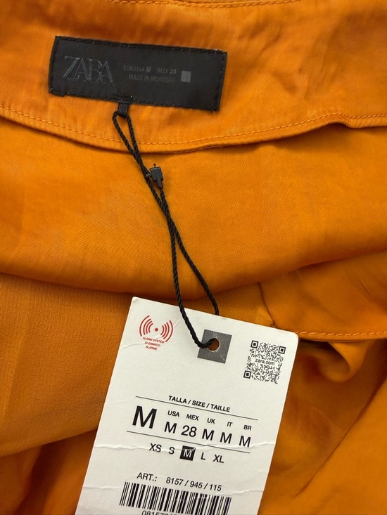 NWT Zara Satin Effect Midi Dress with Gold floral appliqué in Burnt Orange Sz M - Picture 12 of 16